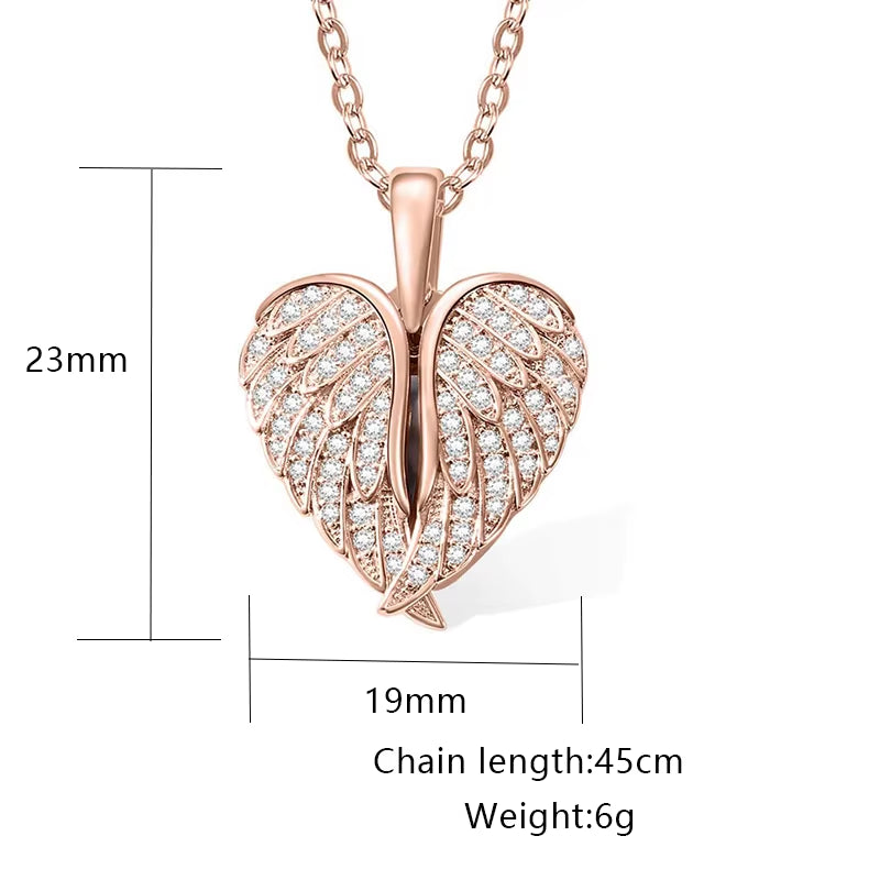Custom Text Angel Wings Locket Necklace for Women Angel Wing Heart Pendant Necklace for Her Engrave Word Jewelry Memorial Gifts