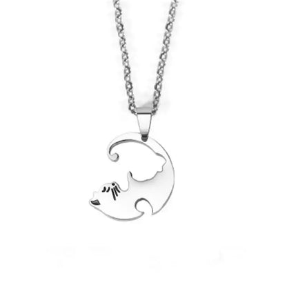 Cat Pendant Stainless Steel Couple Necklaces