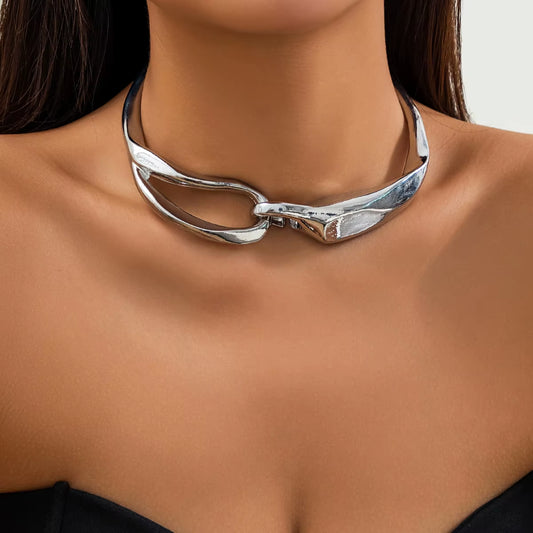 Rebel Luxe – Exaggerated Heavy Metal Thick Chain Choker Necklace
