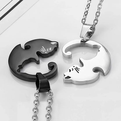 Cat Pendant Stainless Steel Couple Necklaces