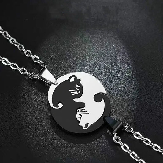Cat Pendant Stainless Steel Couple Necklaces