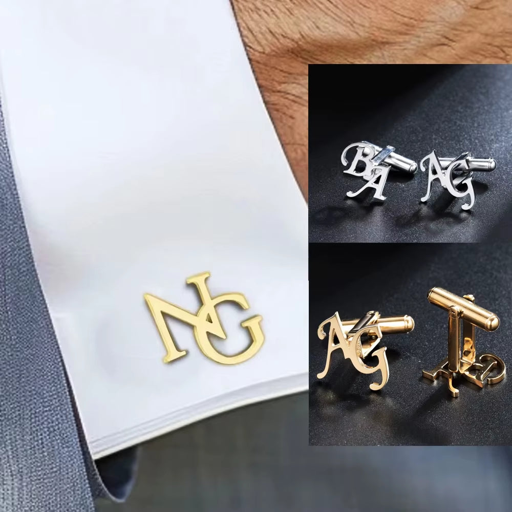 Custom Cufflinks for Man Bridegroom Gifts Gold Plated Shirt Cufflinks for Father Men High Quality Stainless Steel Gift Jewelry