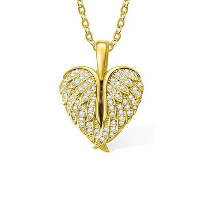 Custom Text Angel Wings Locket Necklace for Women Angel Wing Heart Pendant Necklace for Her Engrave Word Jewelry Memorial Gifts
