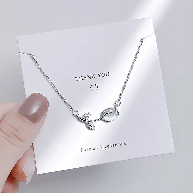 Bloomé™ Elegant Tulip Titanium Necklace – Timeless Grace in Every Petal