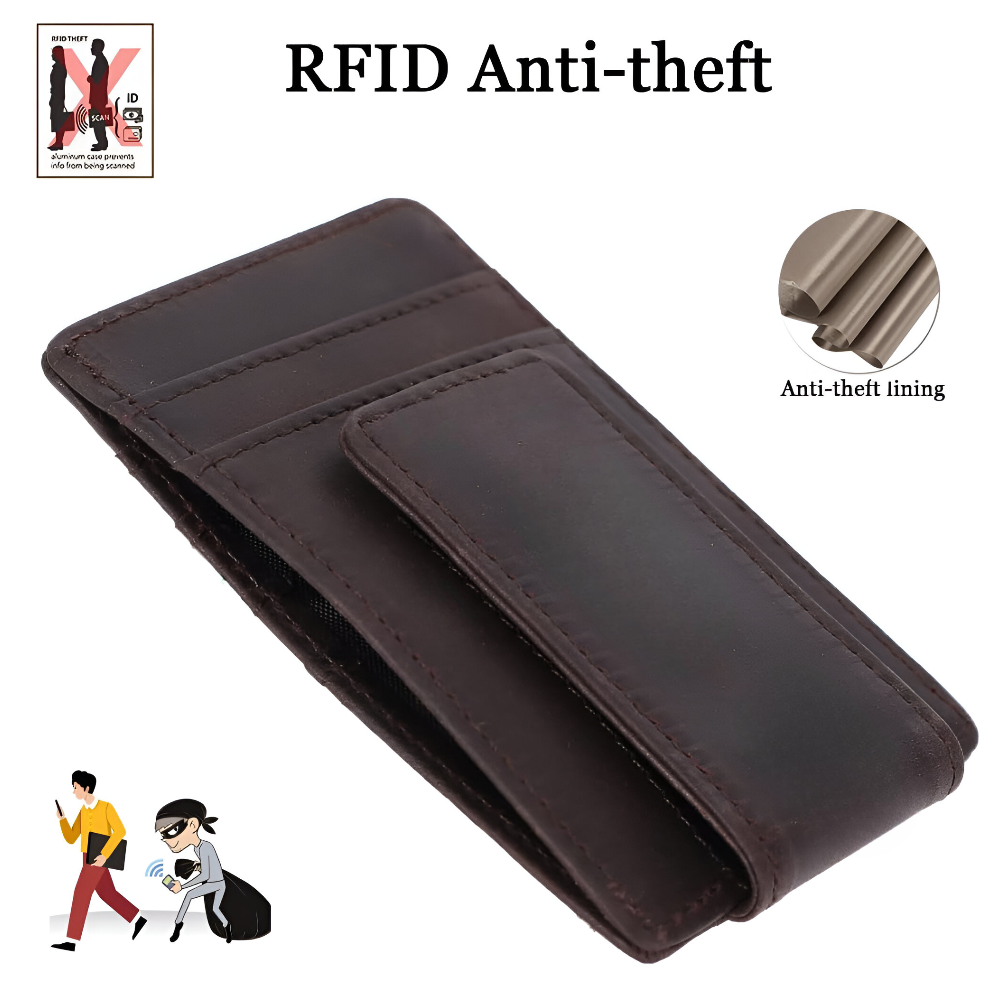 Genuine Leather Front Pocket Wallet – Custom Gift for Him