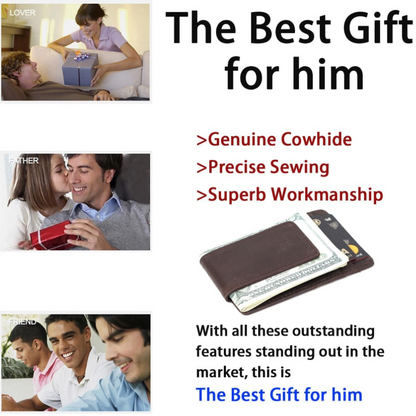 Genuine Leather Front Pocket Wallet – Custom Gift for Him