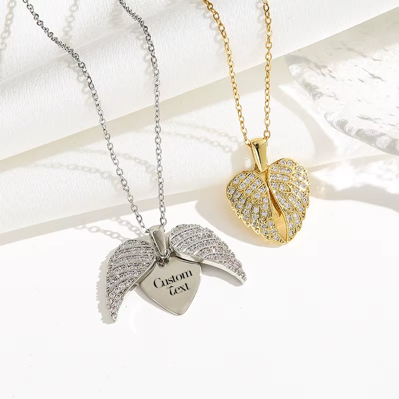Angel Wings Heart Locket Necklace