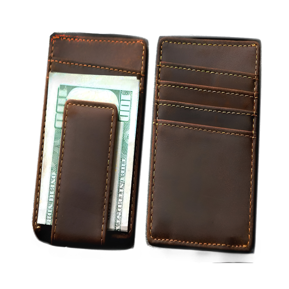 Genuine Leather Front Pocket Wallet – Custom Gift for Him